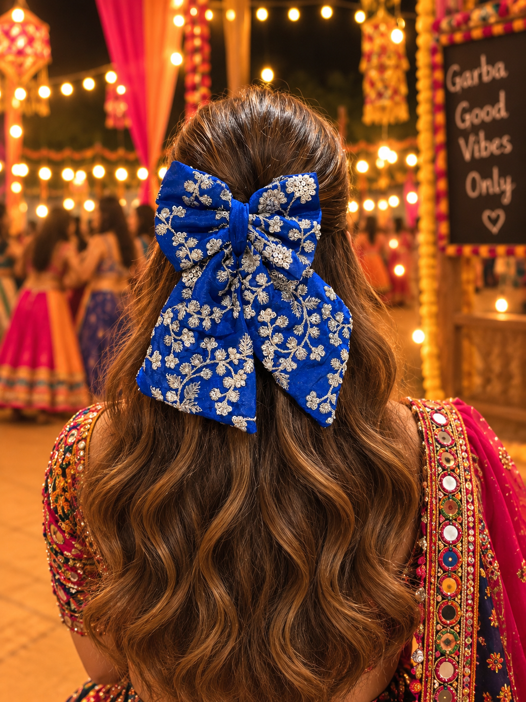 ROYAL BLUE BEJEWELLED BOW
