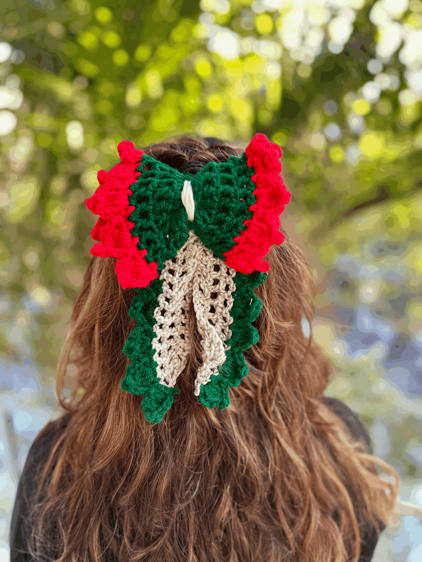 GERANIUM CROCHET BOW