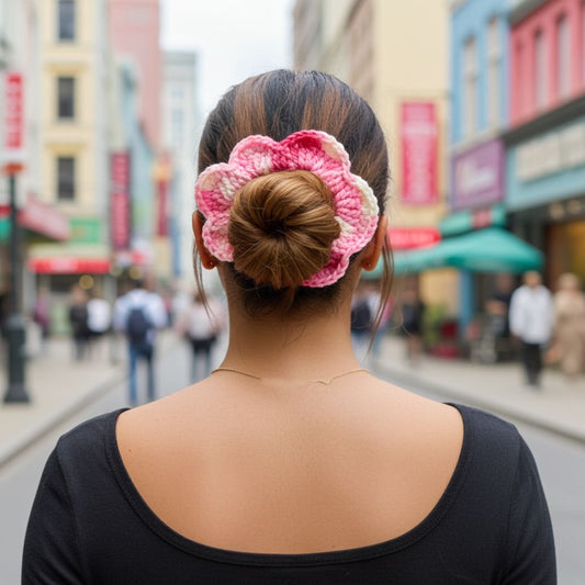 CARNATION CROCHET SCRUNCHIE