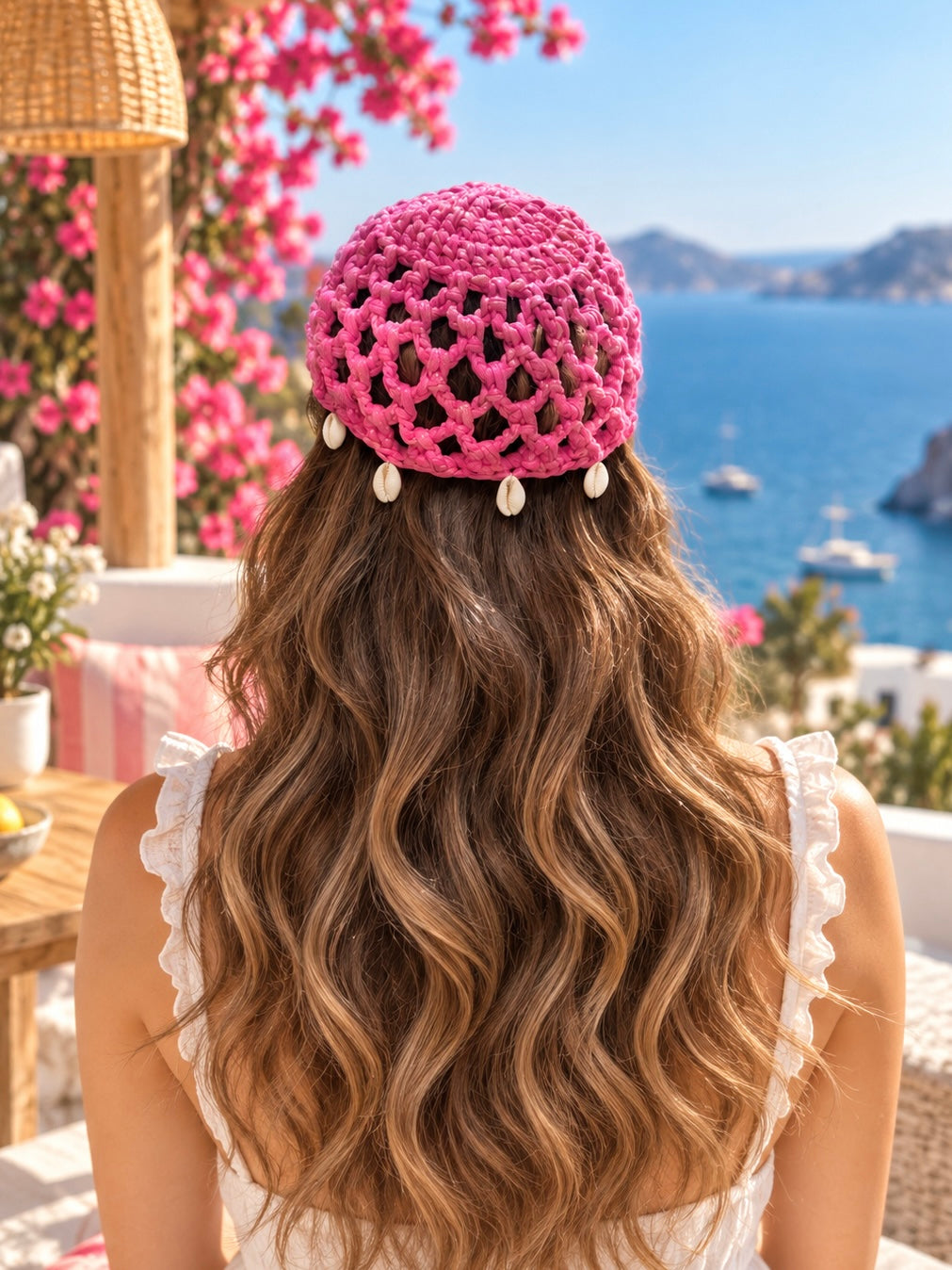 PEONY CHARM CROCHET CAP