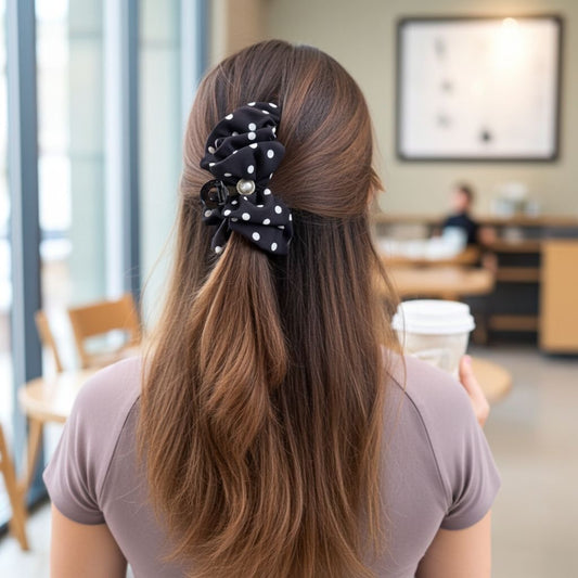 BLACK DOTTED HAIR CLAW