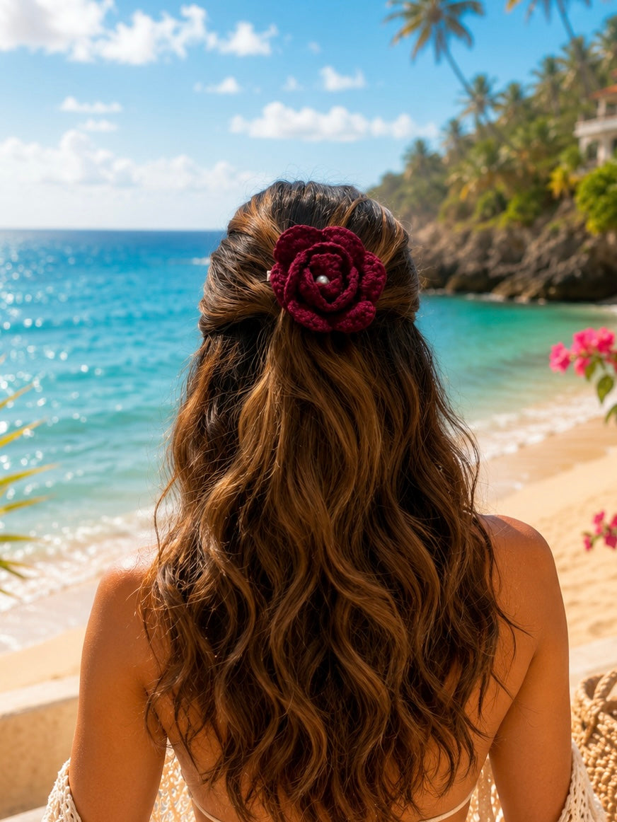 BURGUNDY CROCHET BOW