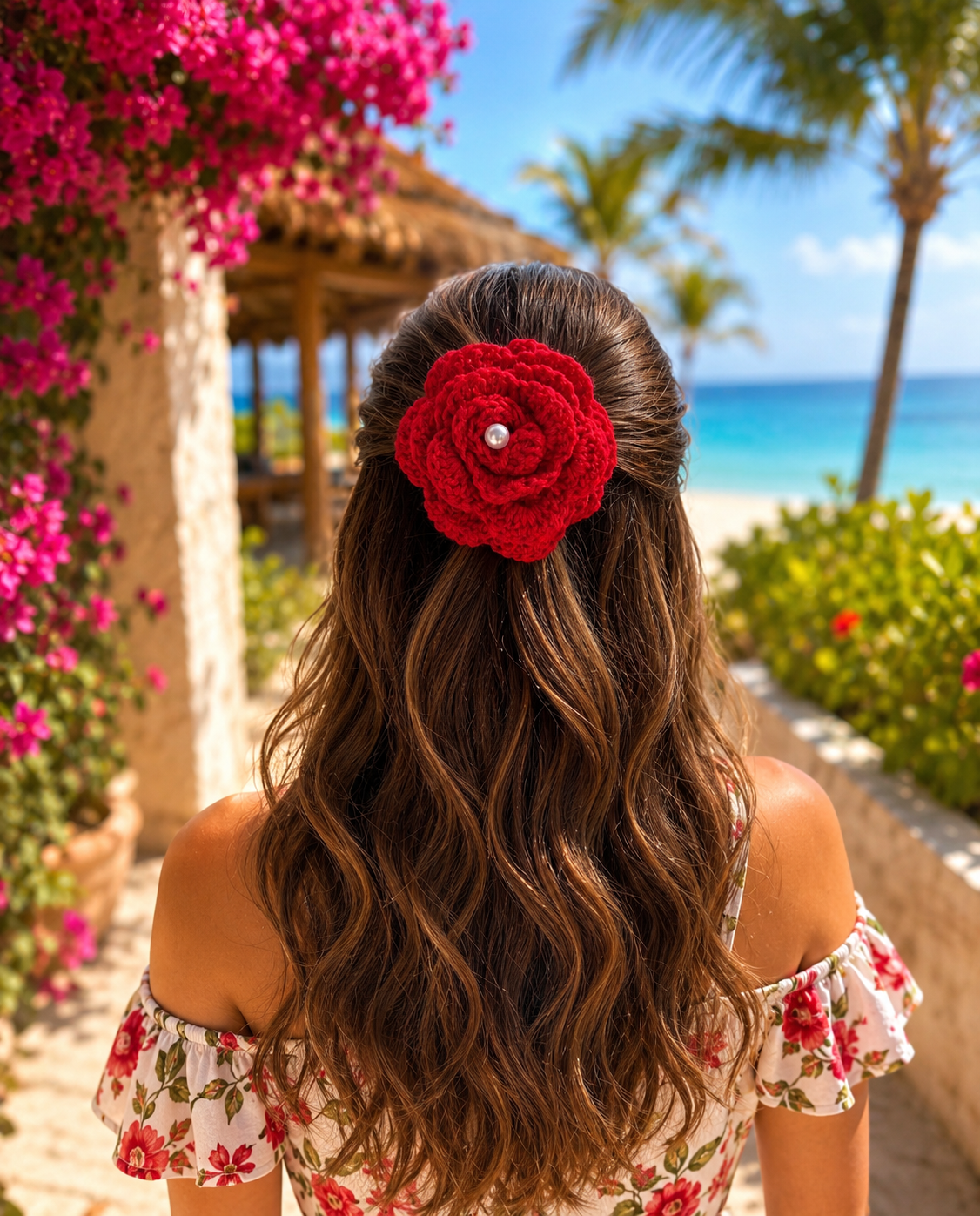 ROSE CROCHET BOW