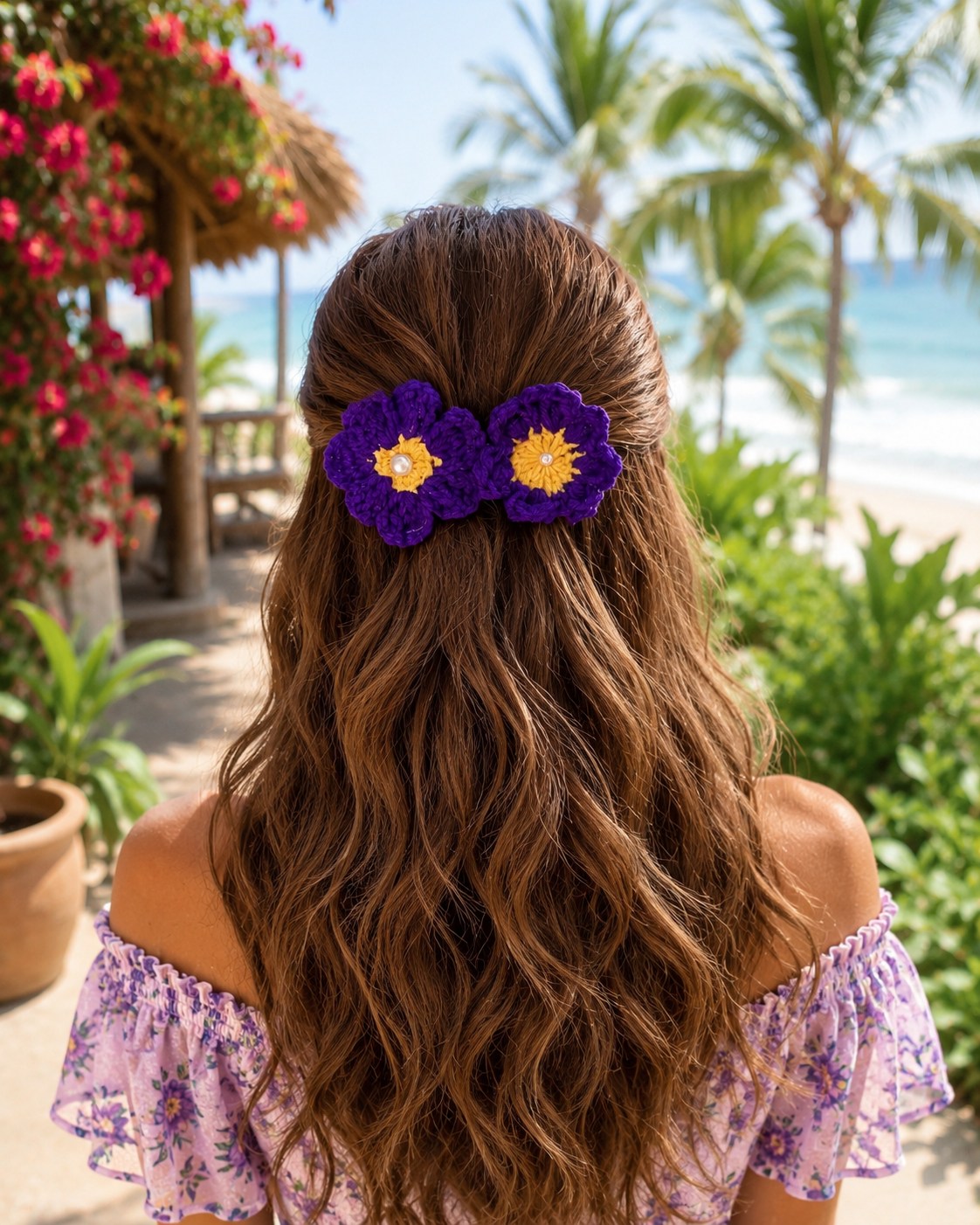 PASSION FLOWER CROCHET BOW