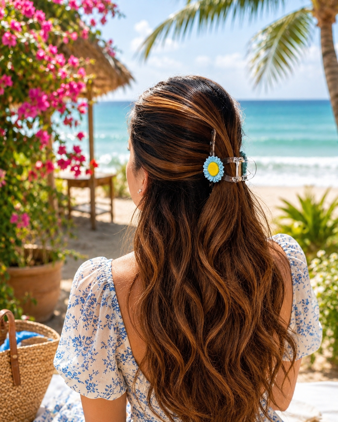 BLUE DAISY HAIR CLAW