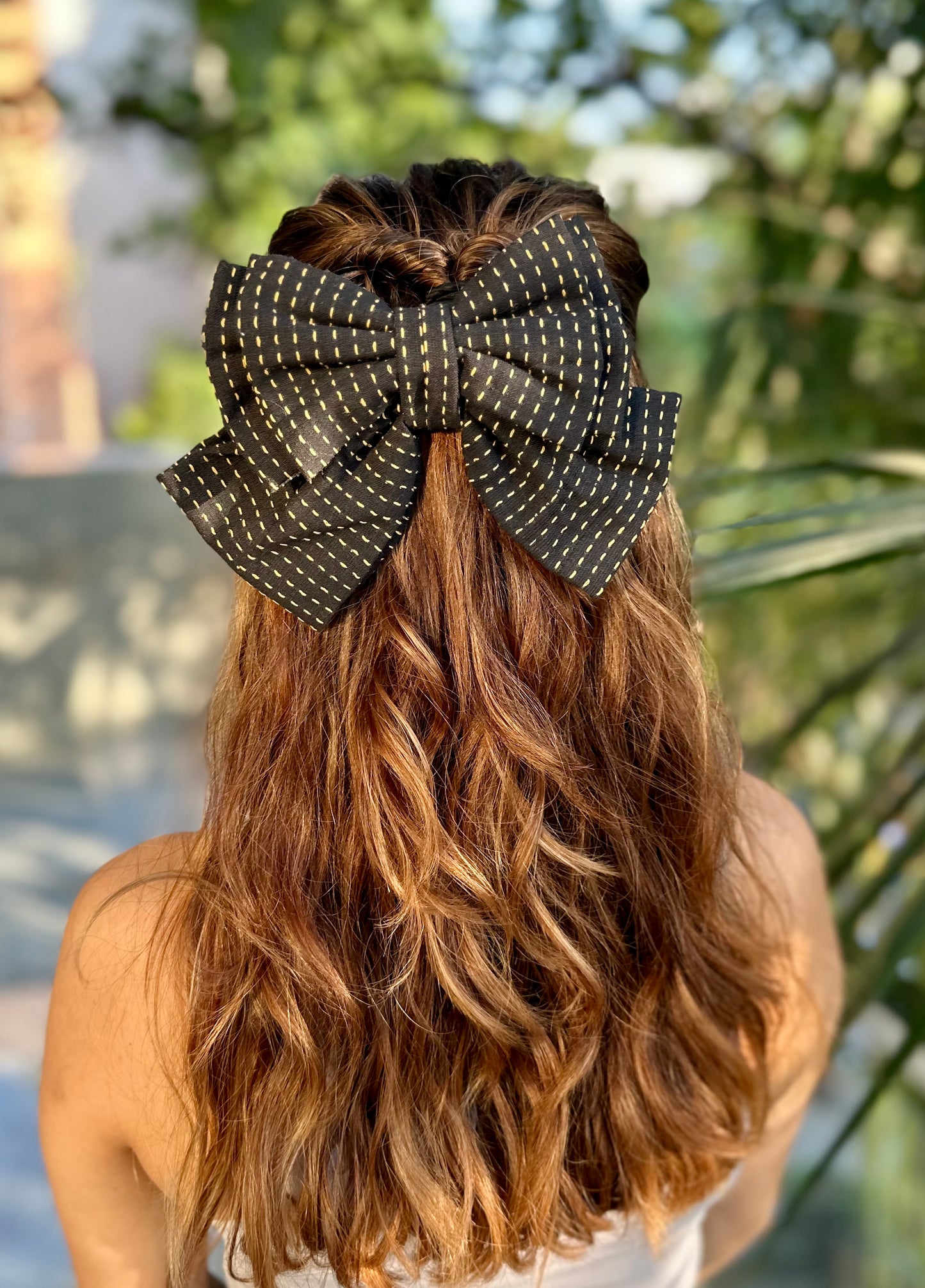 STRIPES PIGTAIL BOW