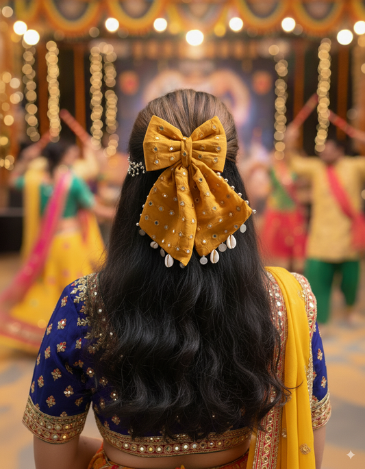 RANG PEELA PIGTAIL BOW