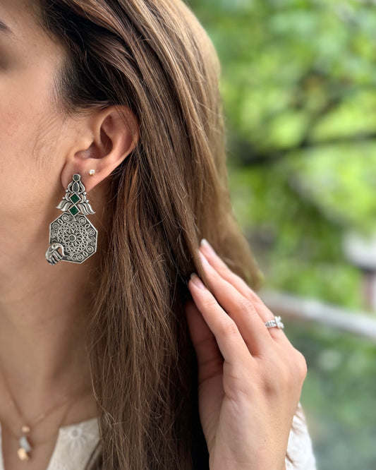 ELEPHANT SILVER OXIDIZED EARRINGS