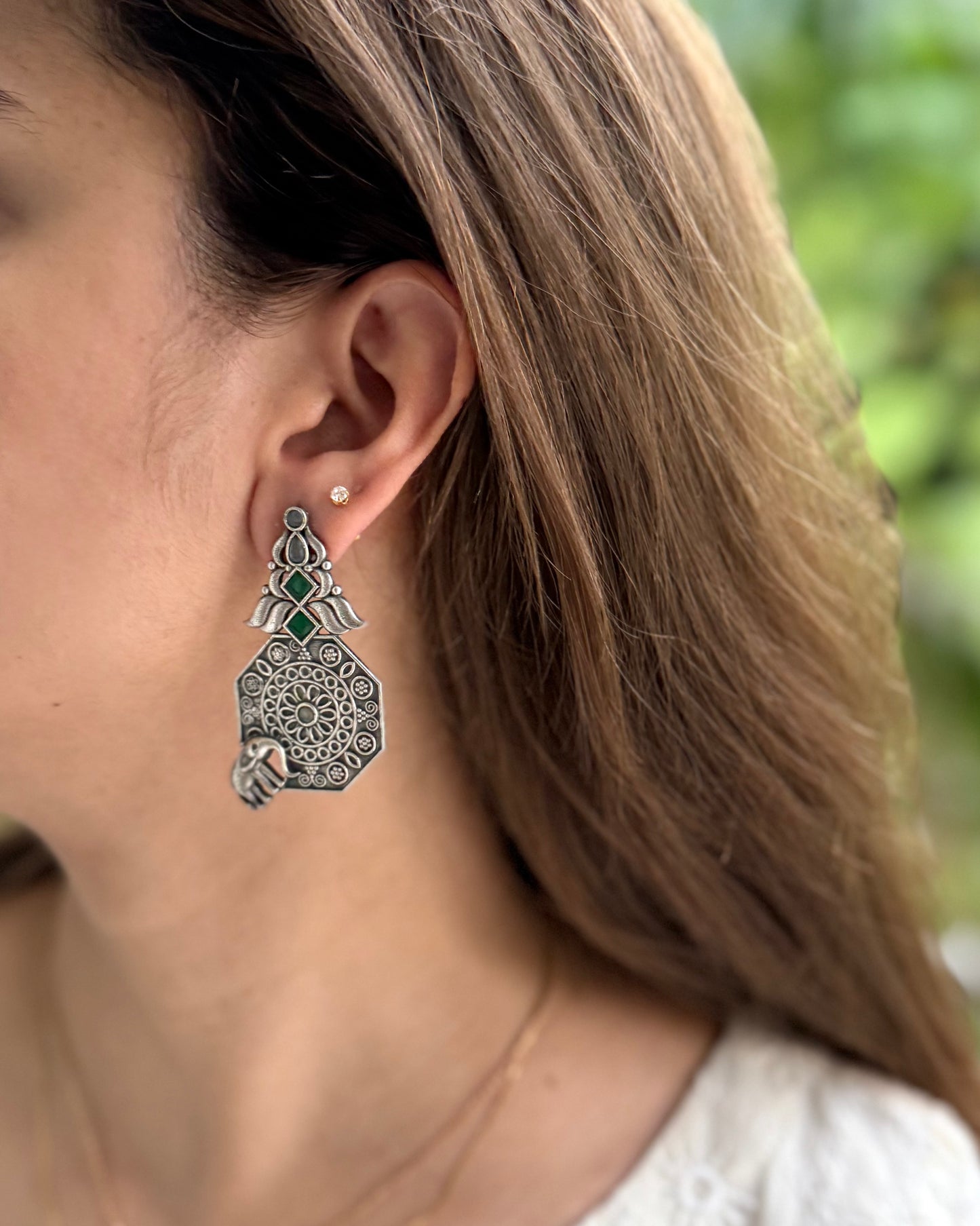 ELEPHANT SILVER OXIDIZED EARRINGS