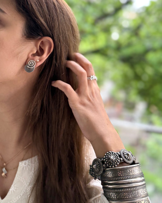 SPIRAL SILVER EARRINGS