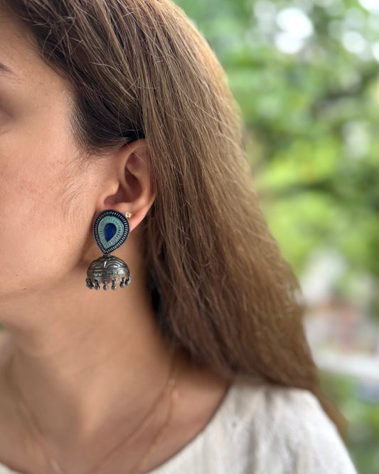 JHUMKAS SILVER OXIDIZED EARRINGS