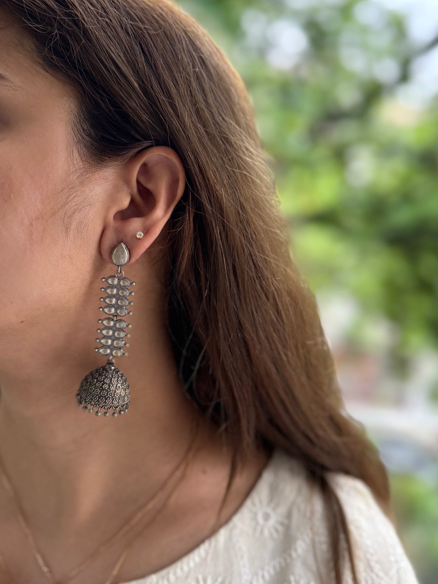 JHUMKAS SILVER OXIDIZED EARRINGS