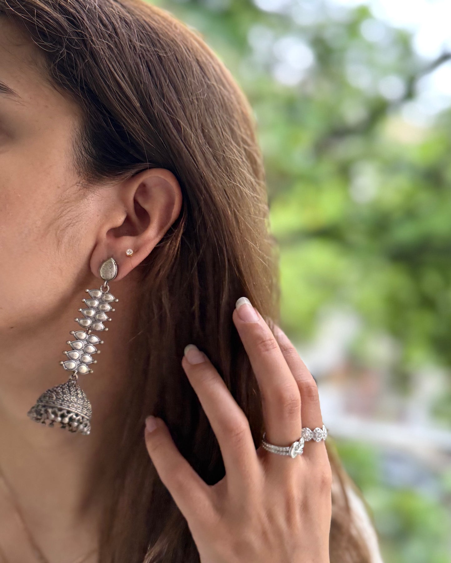 JHUMKAS SILVER OXIDIZED EARRINGS
