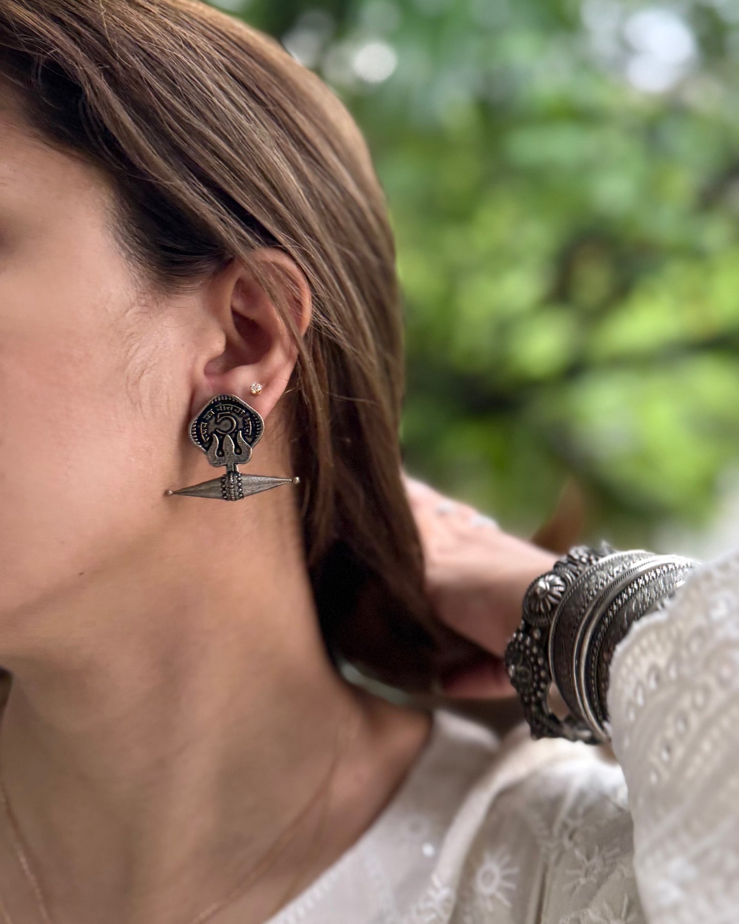 COIN SILVER OXIDIZED EARRINGS