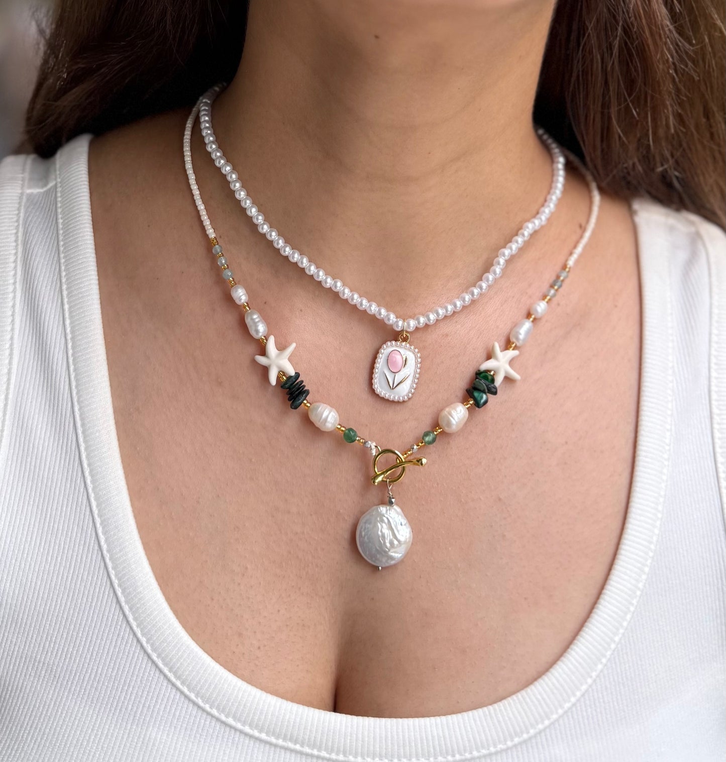OCEAN PEARL CHARM NECKLACE