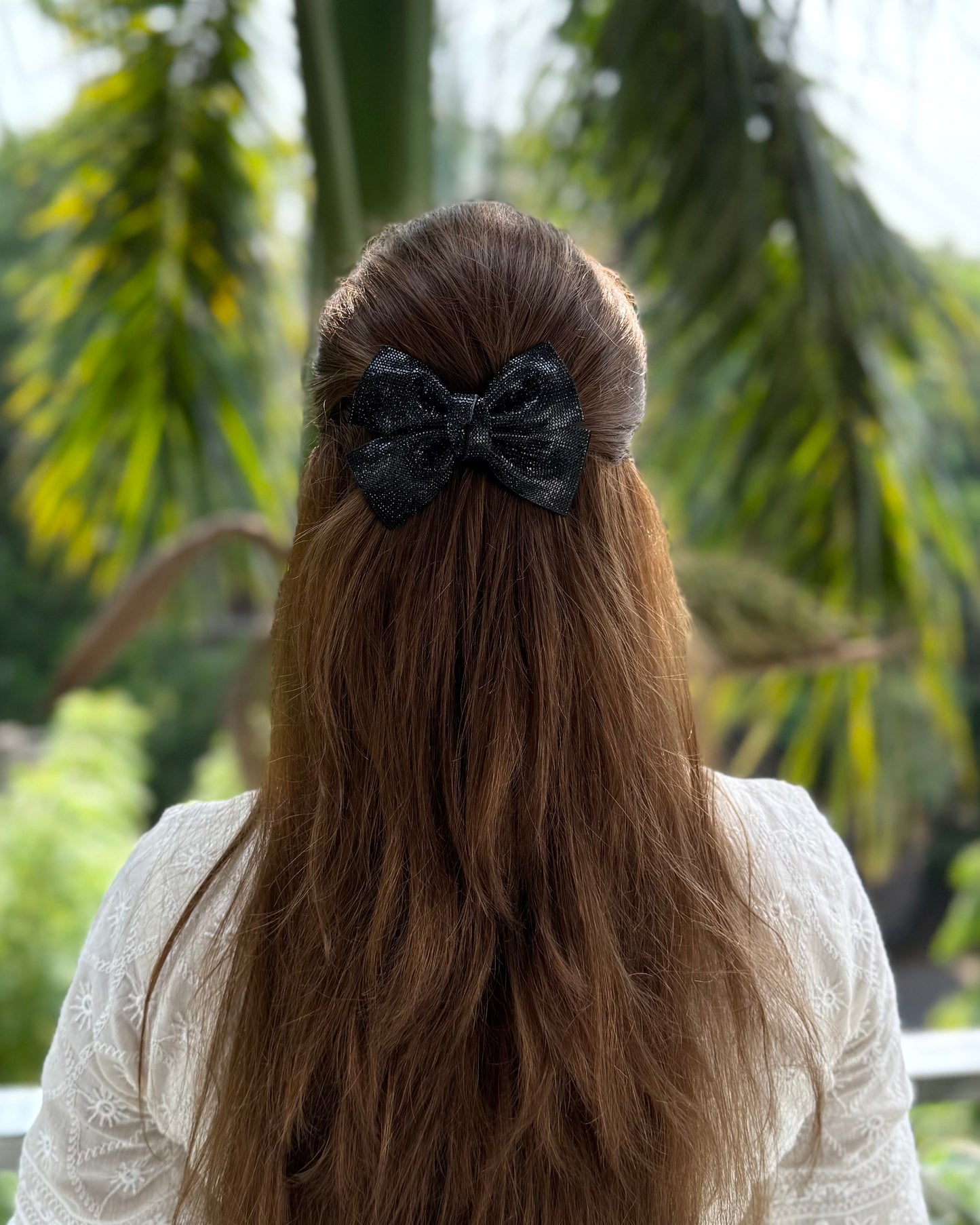 GRAPHITE BEJEWELLED BOW