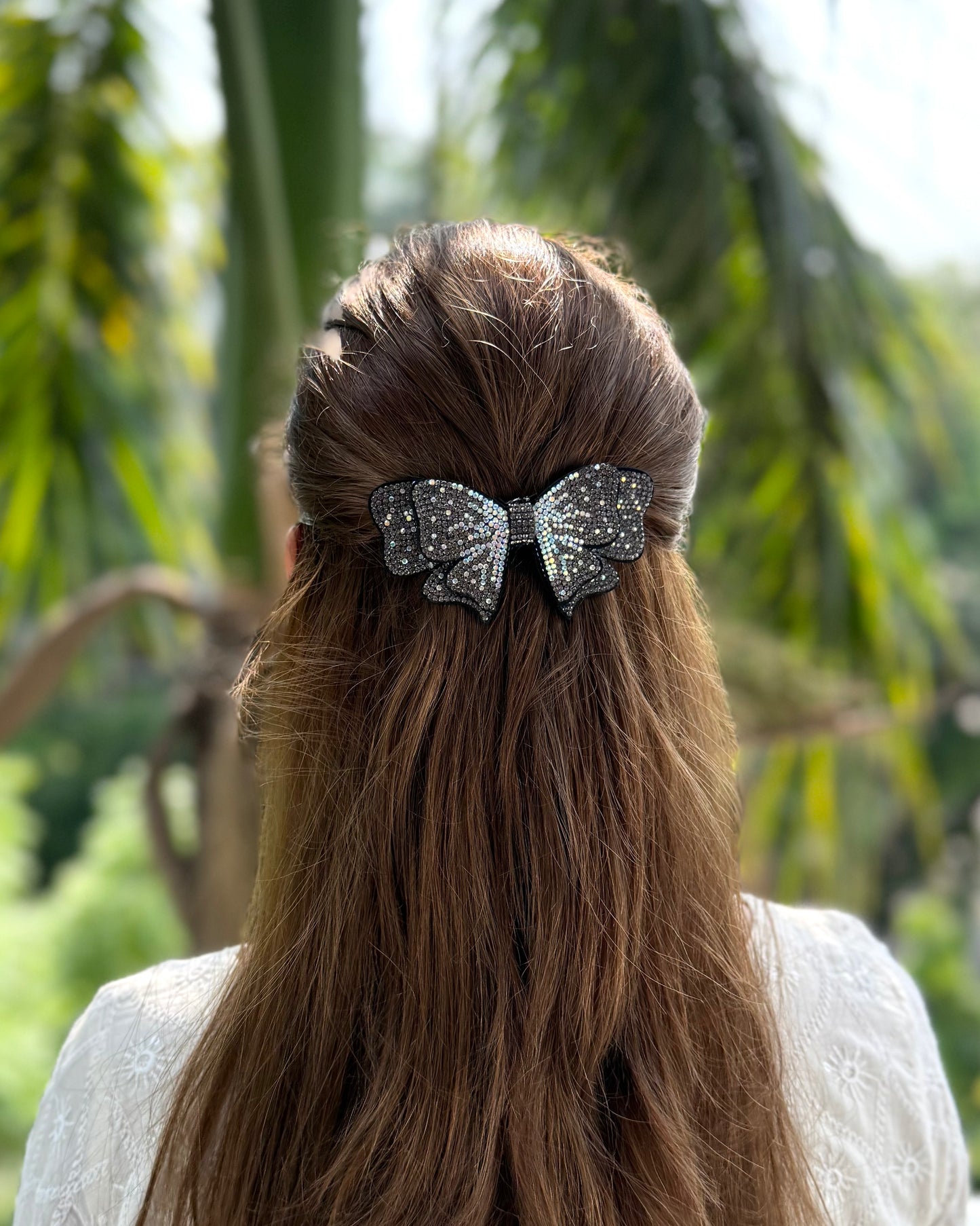 CHARCOAL BEJEWELLED BOW