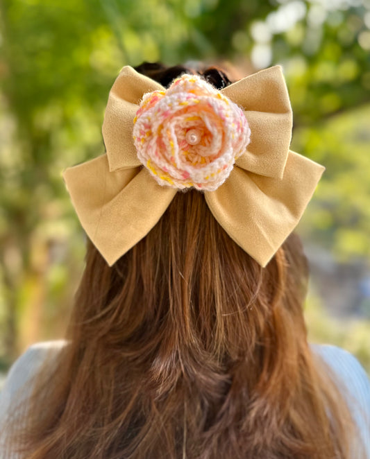 YELLOW TULIP PIGTAIL BOW