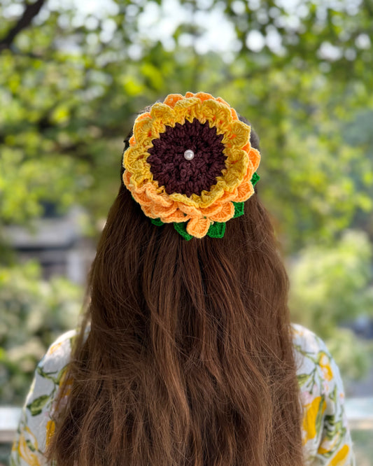 SUNFLOWER CROCHET BOW