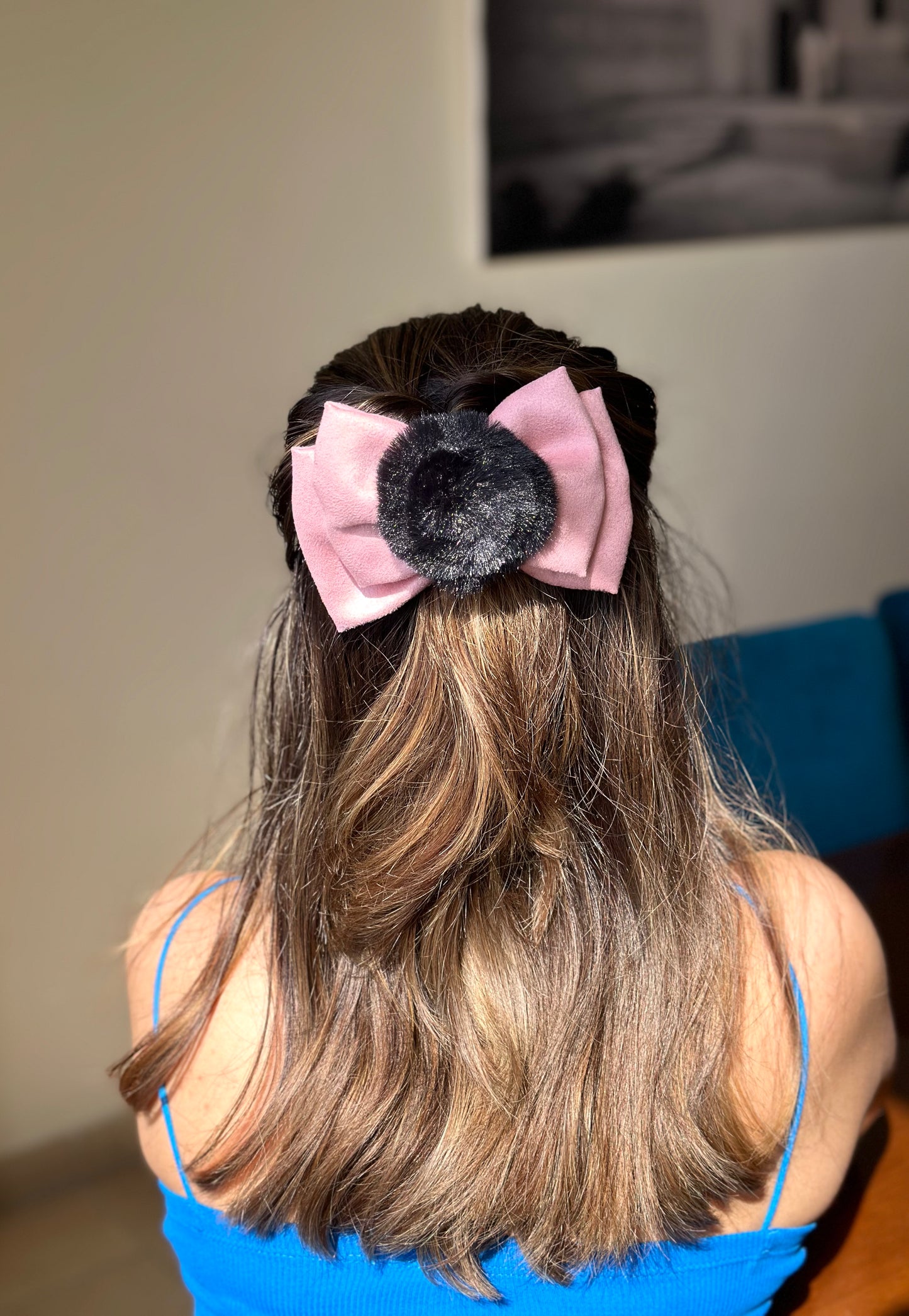 PINK PUFF PIGTAIL BOW