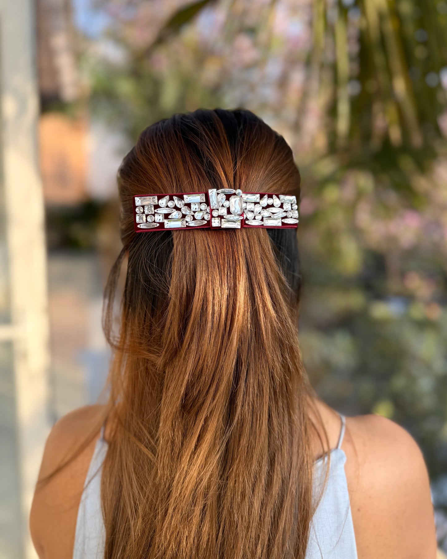 BURGUNDY ROYALE BEJEWELLED BOW