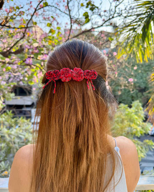 RED FURY CLASSIC CROCHET BOW