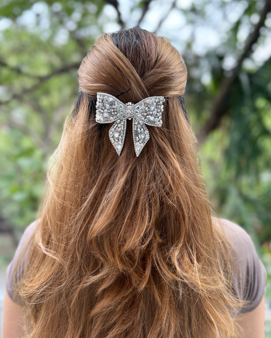 SILVER ARROW BEJEWELLED BOW