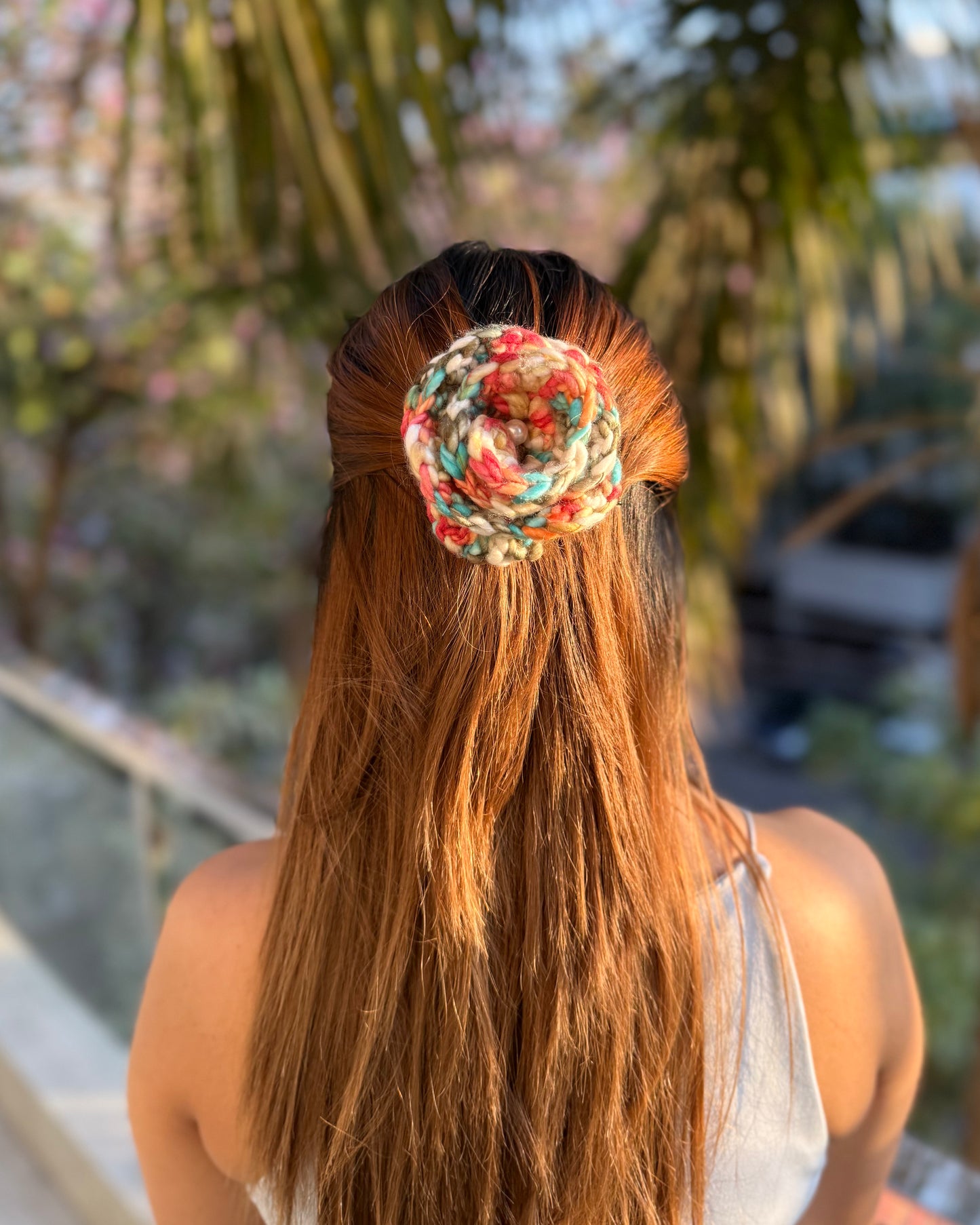 CLOUDED YELLOW CROCHET BOW