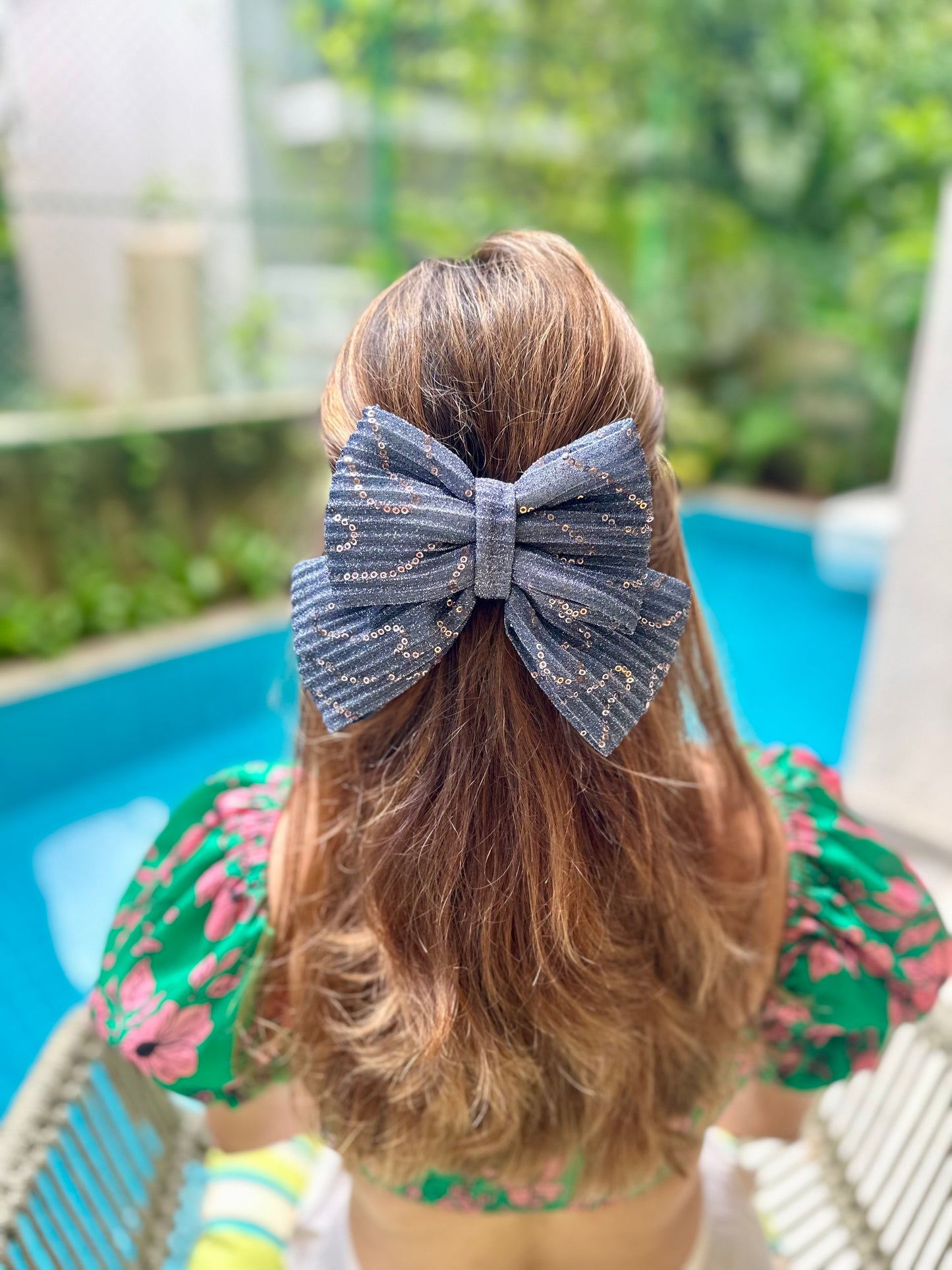 AQUA PIGTAIL BOW
