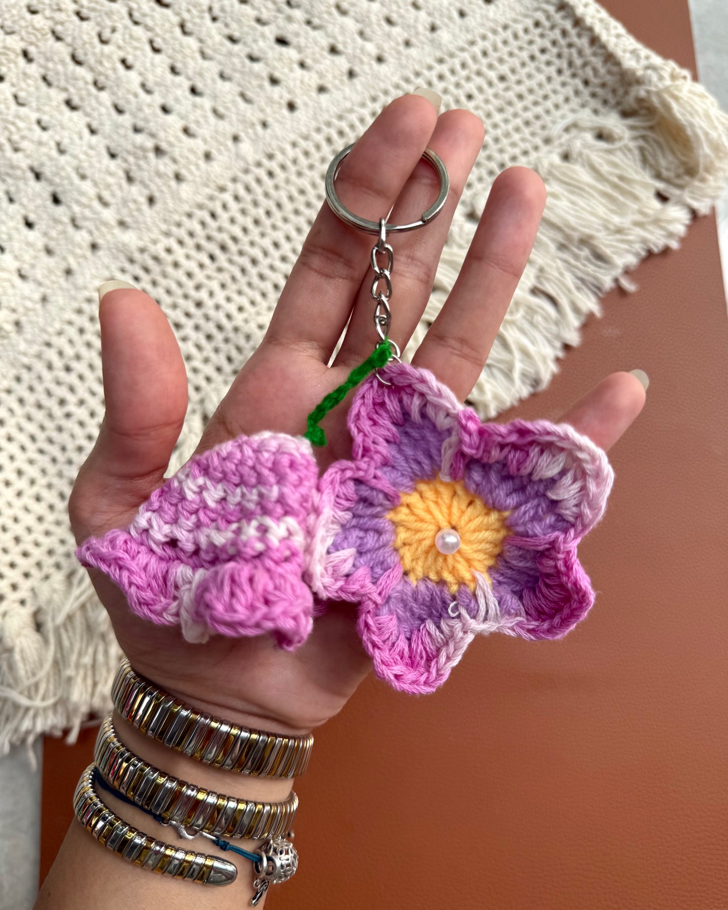 PURPLE FLOWER KEYCHAIN