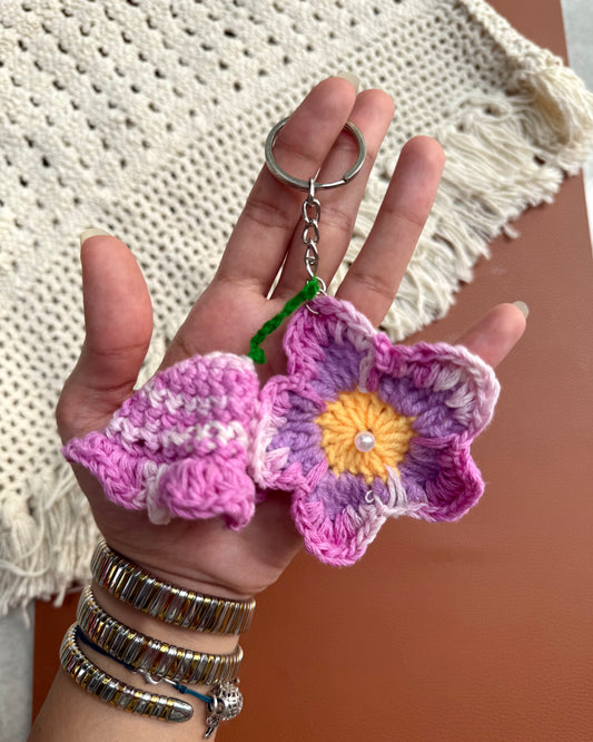 PURPLE FLOWER KEYCHAIN
