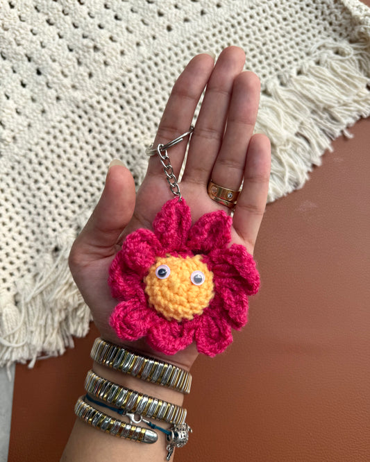 PINK SUNFLOWER KEYCHAIN