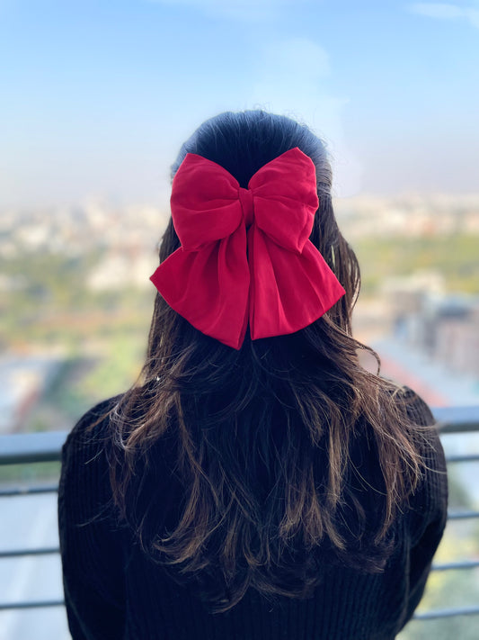 RED BEAUTY PIGTAIL BOW