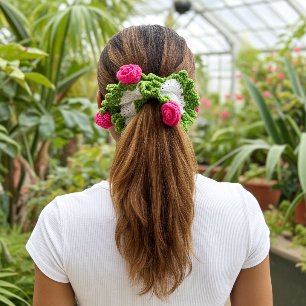 ROSE CROCHET SCRUNCHIE