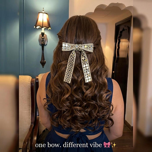 SILVER STAR BEJEWELLED BOW