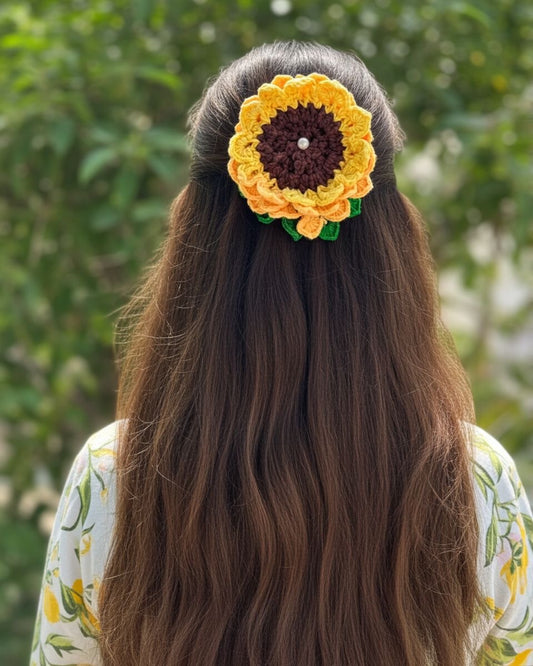 SUNFLOWER CROCHET BOW