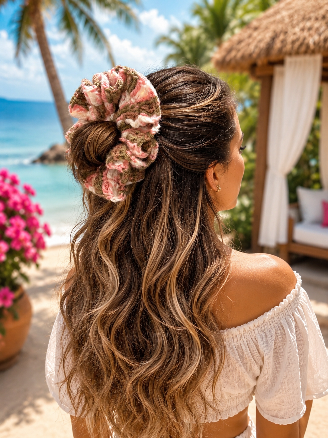 PETAL KISS CROCHET SCRUNCHIE