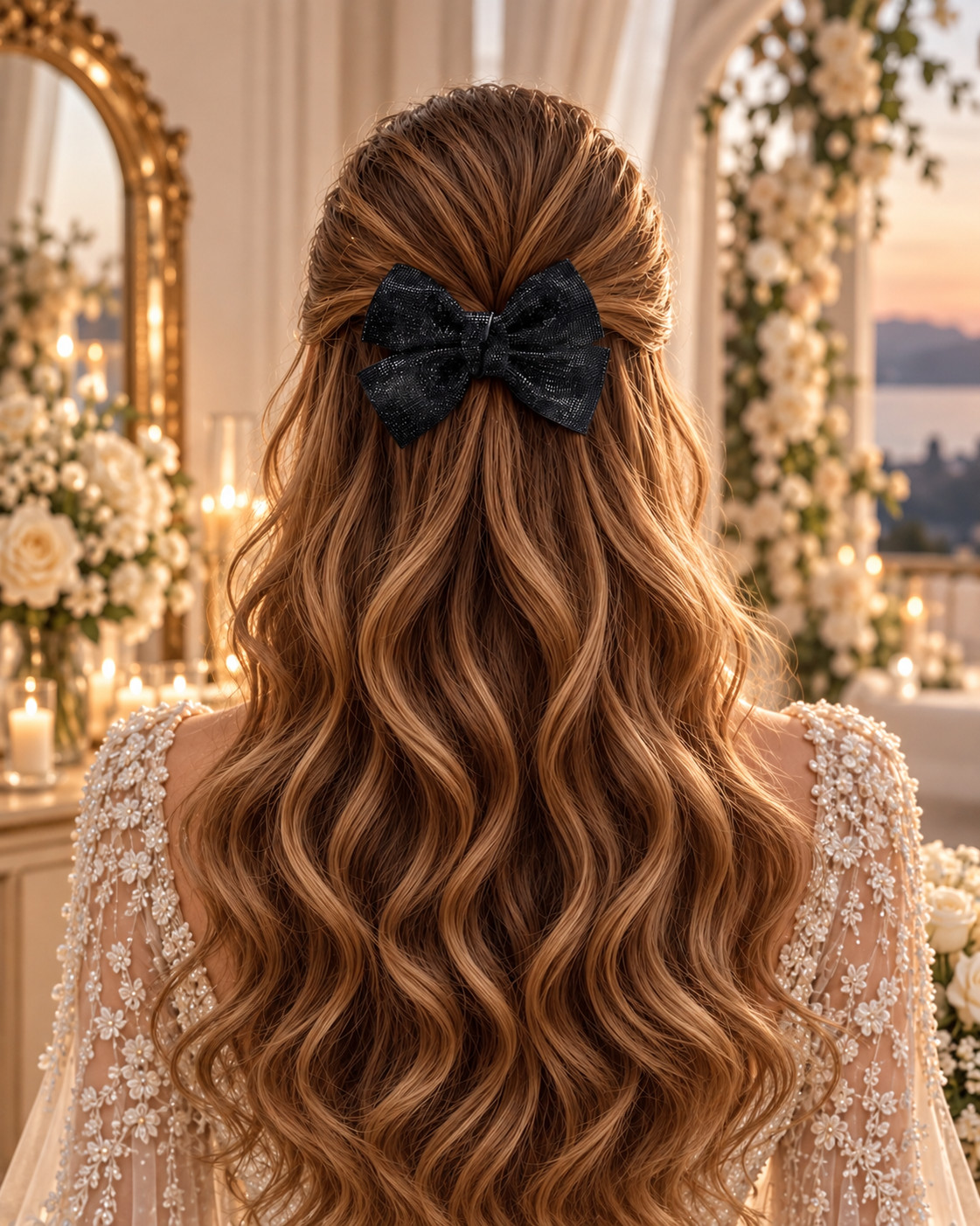 GRAPHITE BEJEWELLED BOW