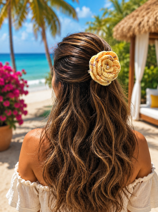 BuUTTERCUP BLOOM CROCHET BOW