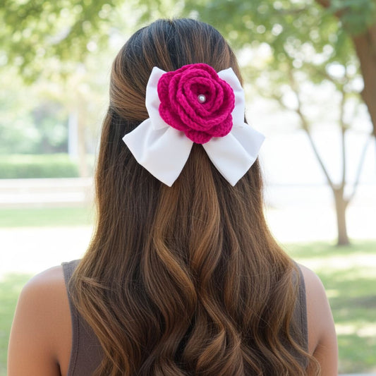 ROSE PIGTAIL BOW
