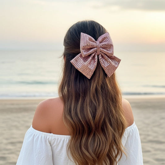 ROSE GOLD PIGTAIL BOW