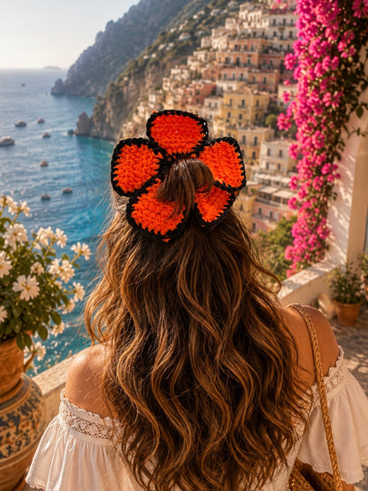 SUNSET EMBER CROCHET SCRUNCHIE