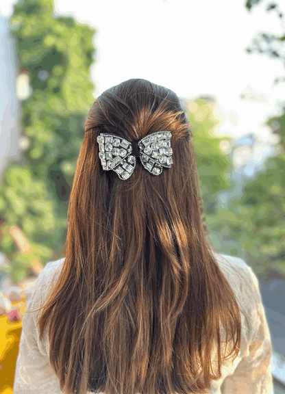 BLACK TOURMALINE BEJEWELLED BOW