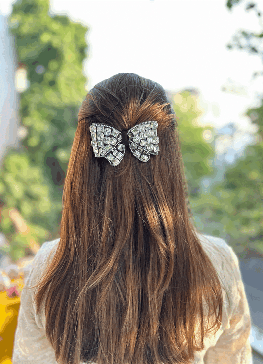 BLACK TOURMALINE BEJEWELLED BOW
