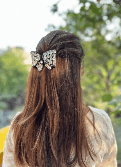 BLACK TOURMALINE BEJEWELLED BOW