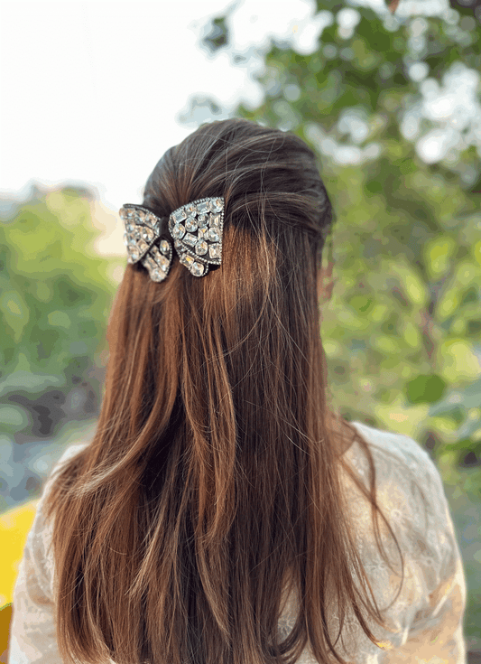 BLACK TOURMALINE BEJEWELLED BOW