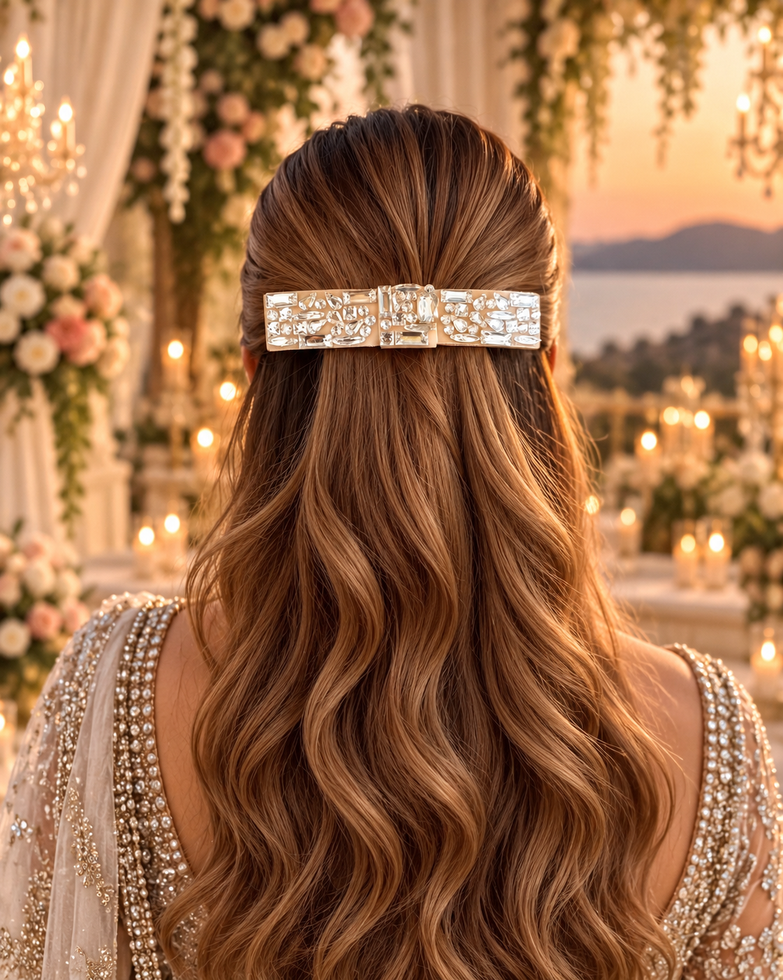 CHAMPAGNE GLOW BEJEWELLED BOW
