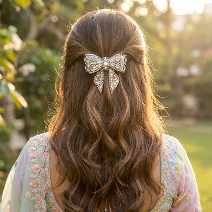 CITRINE CRYSTAL BEJEWELLED BOW