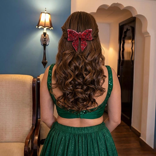 RED STAR BEJEWELLED BOW