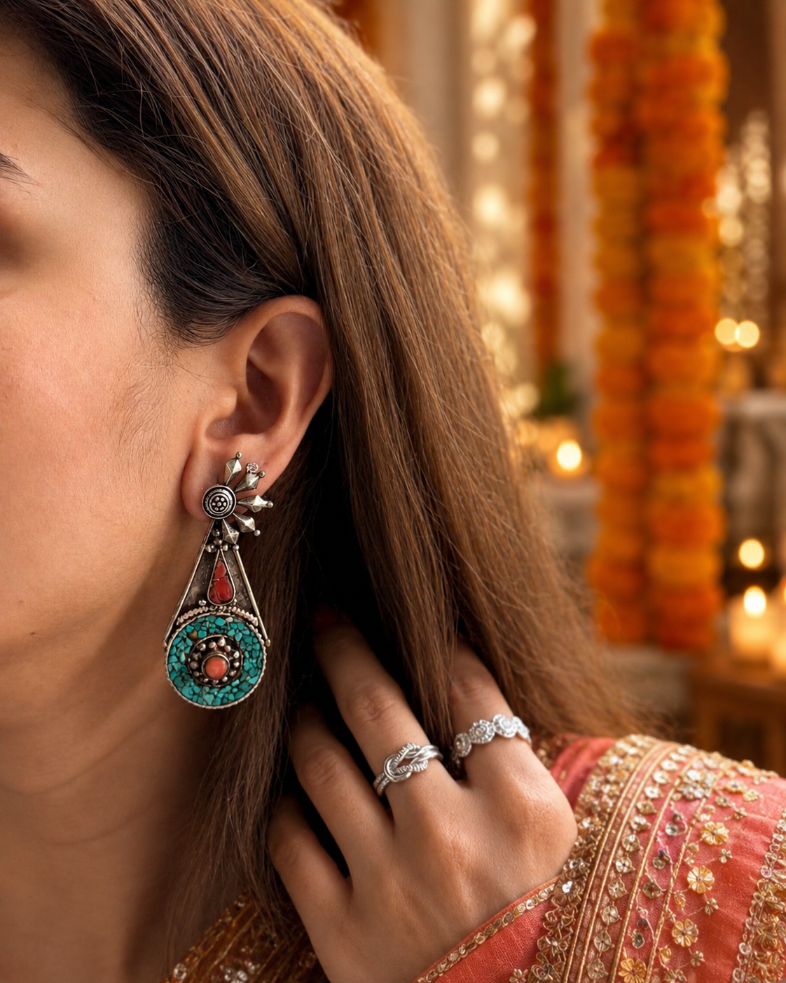 HALF MOON SILVER EARRINGS